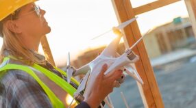 Femme pilote de drone sur un chantier